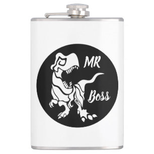 White Trex the Boss Dino Hip Flask