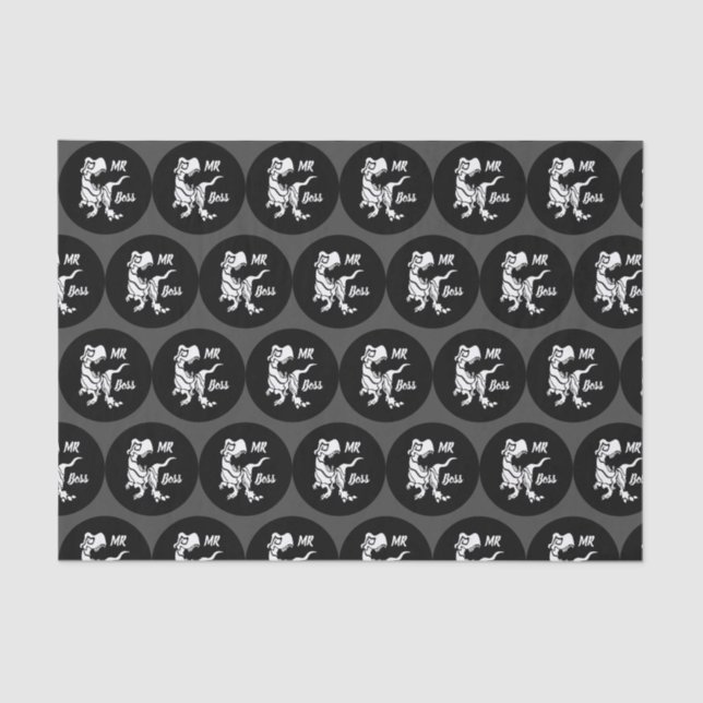 White Trex the Boss Dino Tissue Paper (Front)