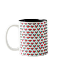 White Tri Colour Hearts Classic Mug, 325 ml