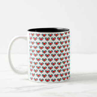 White Tri Colour Hearts Classic Mug, 325 ml Two-Tone Coffee Mug