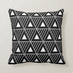 White Triangles Modern Pattern Custom Background Throw Pillow