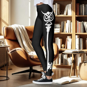 White Tribal Owl Key Leggings