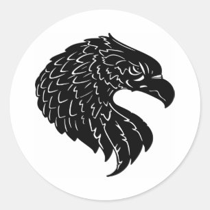 White Tribal Tattoo Eagle Classic Round Sticker