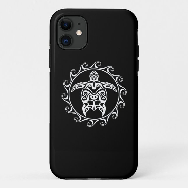 White Tribal Turtle Case-Mate iPhone Case (Back)