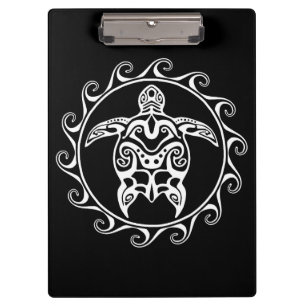 White Tribal Turtle Clipboard