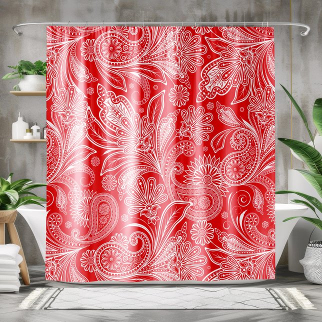 White Tribal Vintage Paisley On Red (Creator Uploaded)