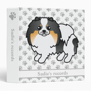 White Tricolor Pomeranian Cute Cartoon Dog & Text Binder