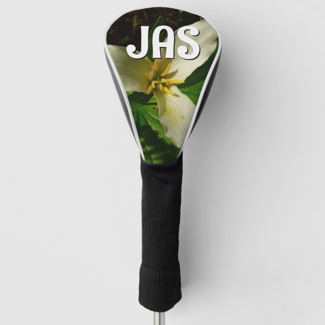 White Trillium Flower Golf Head Cover (Front)