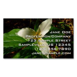 White Trillium Flower Spring Wildflower Magnetic Business Card