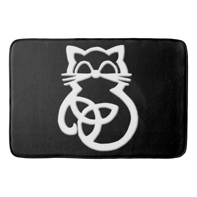 White Trinity Knot Celtic Cat Bath Mat (Front)