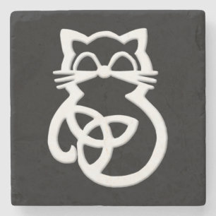 White Trinity Knot Celtic Cat Coaster