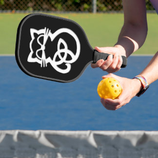 White Trinity Knot Celtic Cat Pickleball Paddle