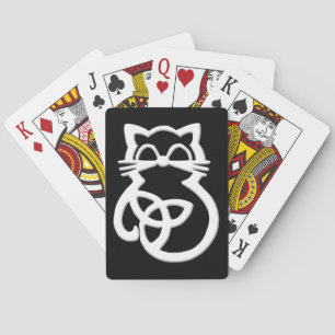 White Trinity Knot Celtic Cat Playing Cards