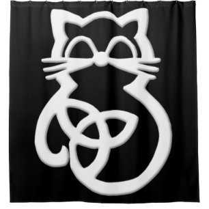 White Trinity Knot Celtic Cat Shower Curtain