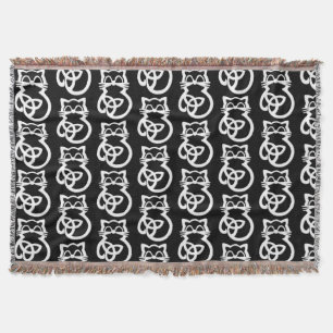 White Trinity Knot Celtic Cat Throw Blanket
