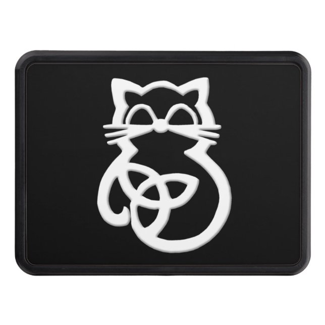 White Trinity Knot Celtic Cat Trailer Hitch Cover (Front)
