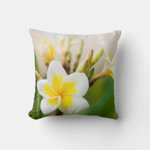 White tropical flower throw pillow