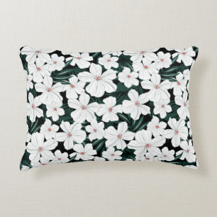 White Tropical Flowers Pattern Decorative Pillow
