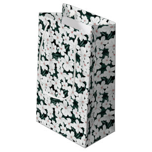 White Tropical Flowers Pattern Small Gift Bag