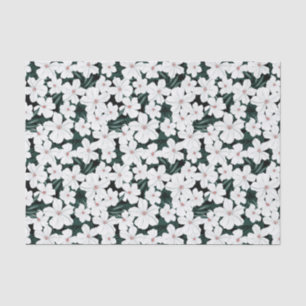White Tropical Flowers Pattern Tissue Paper