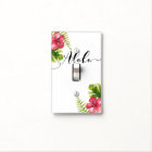 White Tropical Hibiscus Leaves Chic Aloha Hawaiian