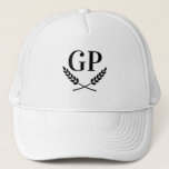 White trucker hat with laurel crest monogram logo<br><div class="desc">White trucker hat with laurel crest monogram logo. Personalize with your own name initials. Great for sports and events.</div>