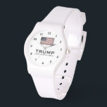 White Trump watch for republican women<br><div class="desc">White Trump watch for republican women.  Keep America Great.  White wrist watch for ladies. Cool design with vintage flag. Support the republican party campaign. Patriotic design with American flag. Keep America Great. Make America Great Again.</div>