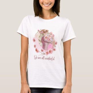 White tshirt for half sleeves with beautiful doll