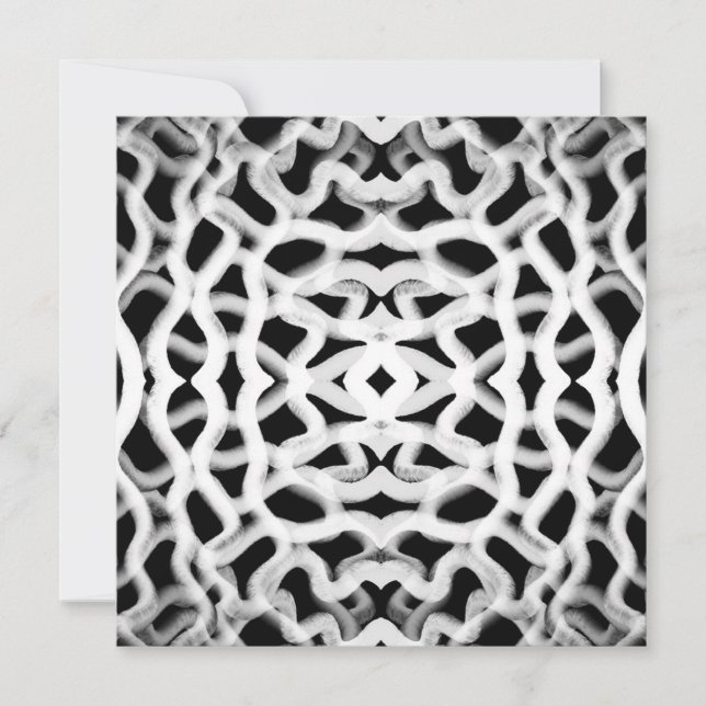 White Tubular Piping On Black  Holiday Card (Front)