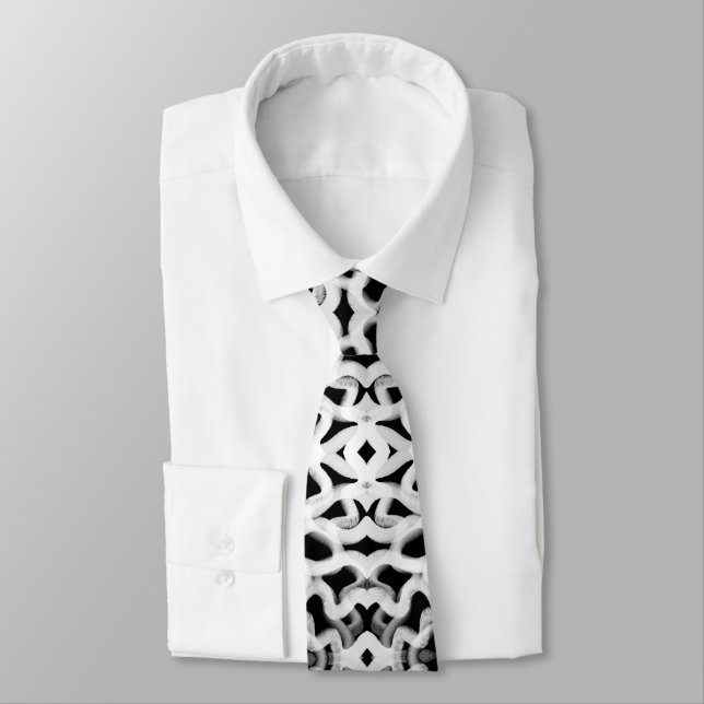 White Tubular Piping On Black  Tie (Tied)