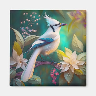 White Tufted Teal Wing Jay Fantasy Bird Magnet
