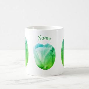 White Tulip Abstract Flower Art Personalized Coffee Mug
