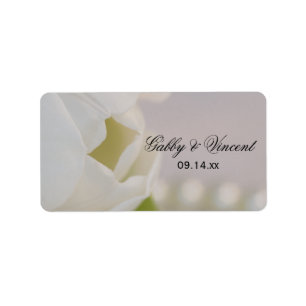 White Tulip and Pearls Spring Wedding Favour Tag
