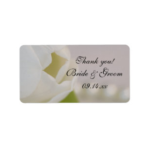 White Tulip and Pearls Wedding Thank You Favour Label