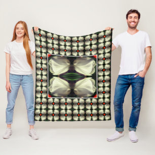 White Tulip Flower Abstract Pattern Fleece Blanket