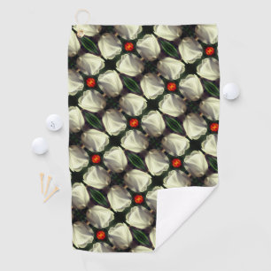 White Tulip Flower Abstract Pattern     Golf Towel
