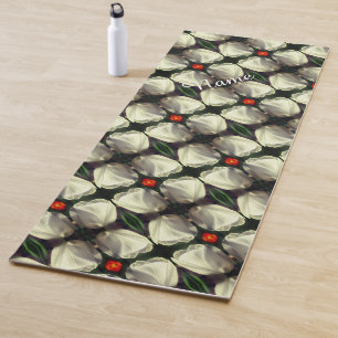 White Tulip Flower Abstract Pattern Personalized Yoga Mat