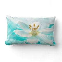 White Tulip Flower Blue Water Pond Aqua Turquoise