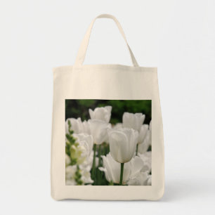 white tulip garden tote bag