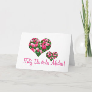 white tulip hearts mother's day card spanish