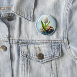 White Tulip in a Bubble 2 Inch Round Button
