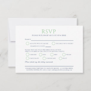 White tulip monogram meal option wedding event RSVP card