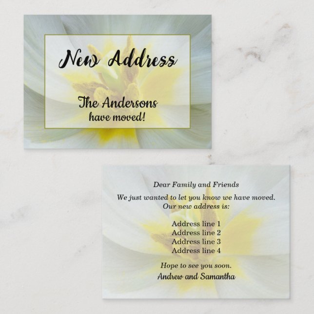 White Tulip New Address Announcement (Front/Back)