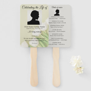 White tulip order of service hand fan