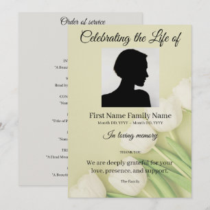 White tulip order of service invitation