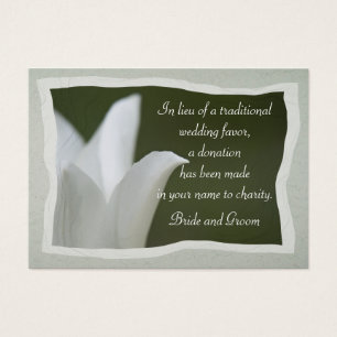 White Tulip Wedding Charity Favour Card