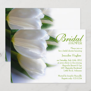 White Tulips Bridal Shower Invitation