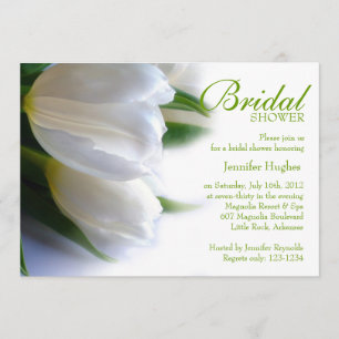White Tulips Bridal Shower Invitation