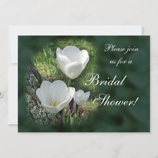 White Tulips Bridal Shower Invitation (Front)