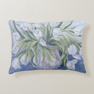 White Tulips Decorative Pillow